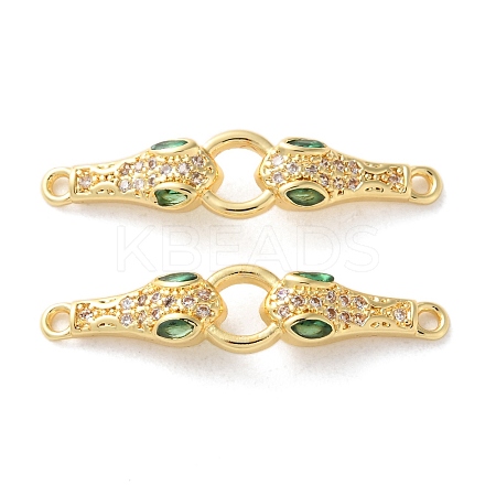 Rack Plating Brass Micro Pave Cubic Zirconia Snake Connector Charms KK-C084-10A-G-1