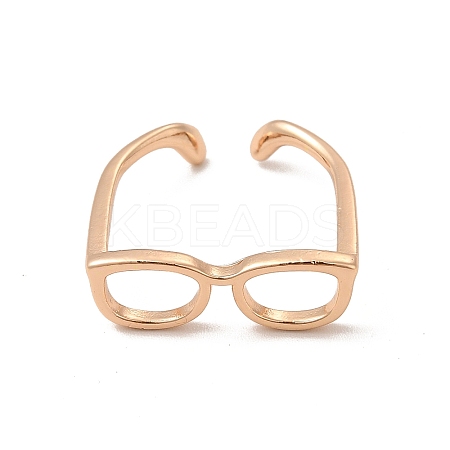 Brass Glasses Frame Open Cuff Ring for Women RJEW-F140-140KCG-1