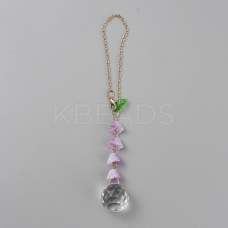 Lily of the Valley Lampwork Pendant Decorations AJEW-WH20048-13C-1