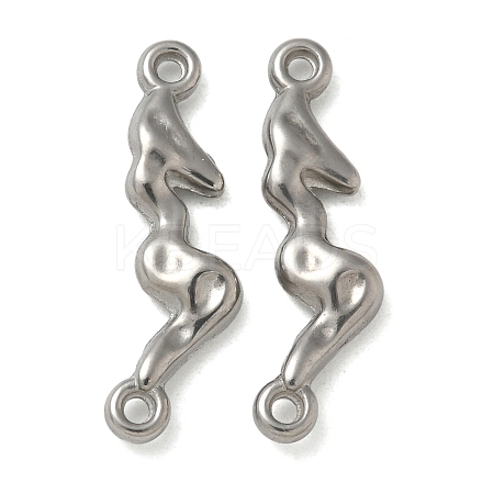Anti-Tarnish 304 Stainless Steel Textured Irregular Stick Connector Charms STAS-Q334-63P-1