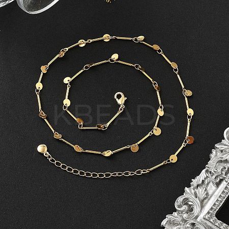 Brass Flat Round Pendant Necklaces NJEW-F329-02G-1