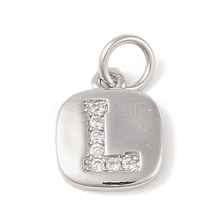 Rack Plating Brass Micro Pave CLear Cubic Zirconia Charms KK-E110-14P-L-1