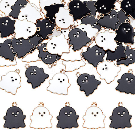 50Pcs 2 Colors Alloy Enamel Pendants ENAM-ME0001-40-1