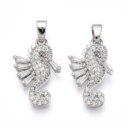 Brass Micro Pave Cubic Zirconia Pendants KK-N257-13P-1