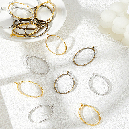 18Pcs 3 Colors Rack Plating Alloy Open Back Bezel Pendants FIND-LP0004-73-1