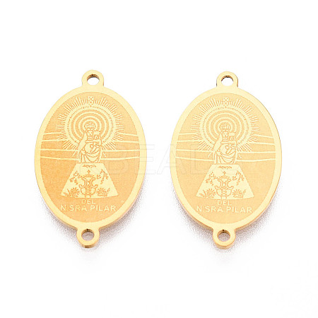 Religion 201 Stainless Steel Oval with Virgin Links Connector Charms STAS-T073-53A-G-1