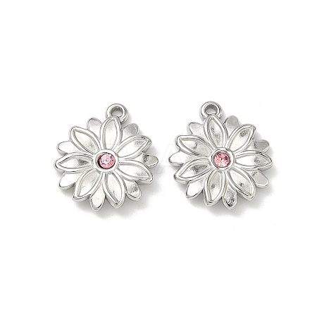304 Stainless Steel Rhinestone Pendants STAS-L308-07P-1
