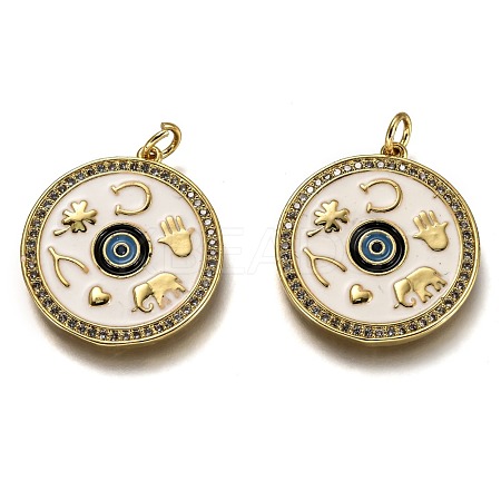 Brass Micro Pave Clear Cubic Zirconia Pendants ZIRC-B0003-09G-1