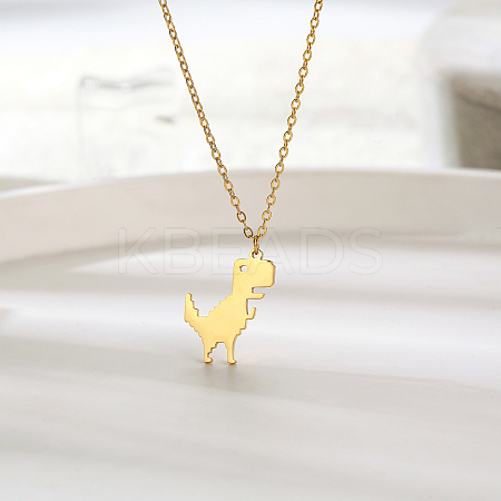 Cute 304 Stainless Steel Pixel Dinosaur Pendant for Women's Daily Wear EK2833-1-1
