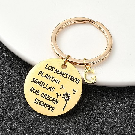 201 Stainless Steel & Brass Letter Keychain KEYC-YW00095-07-1