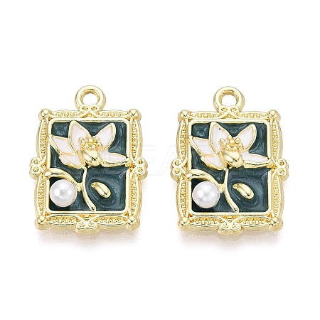 Rack Plating Alloy Enamel Pendants ENAM-N065-04KCG-1