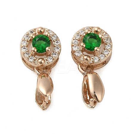 Rack Plating Brass Micro Pave Cubic Zirconia Ice Pick Pinch Bails KK-K340-31RG-1