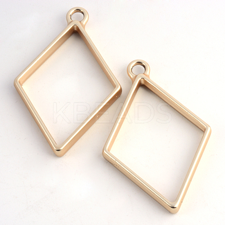Matte Style Rack Plating Alloy Rhombus Open Back Bezel Pendants LS-X-PALLOY-S047-14C-FF-1