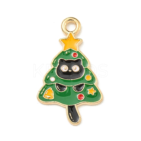 Christmas Kitten Alloy Enamel Pendants X-ENAM-I060-02B-1