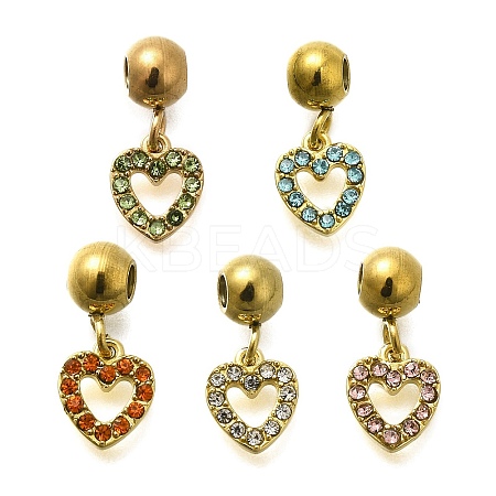 304 Stainless Steel Rhinestone Charms STAS-M109-05G-1