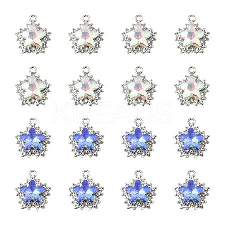 10Pcs 2 Colors Rack Plating Alloy with Rhinestone Pendants FIND-YW0006-90-1
