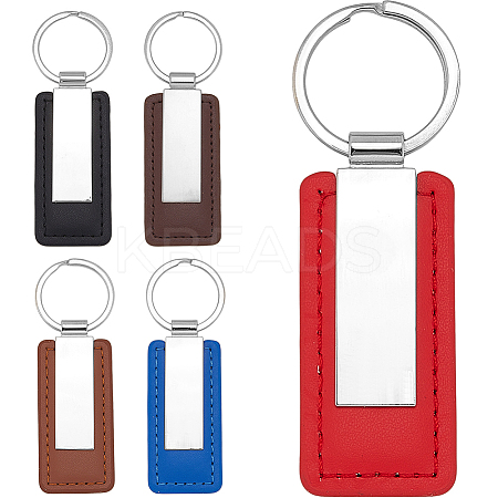 5Pcs 5 Colors PU Leather Keychain KEYC-SC0001-60-1