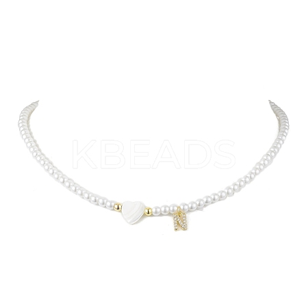 Brass Micro Pave Grade AAA Cubic Zirconia Letter Pendant Necklaces NJEW-JN04771-14-1