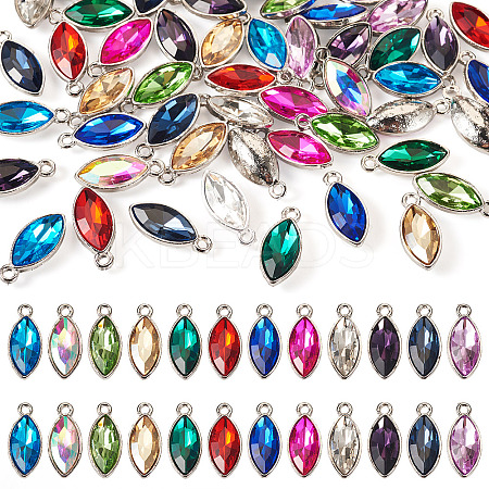 48Pcs 12 Colors Zinc Alloy Glass Pendants GLAA-TA0003-24-1