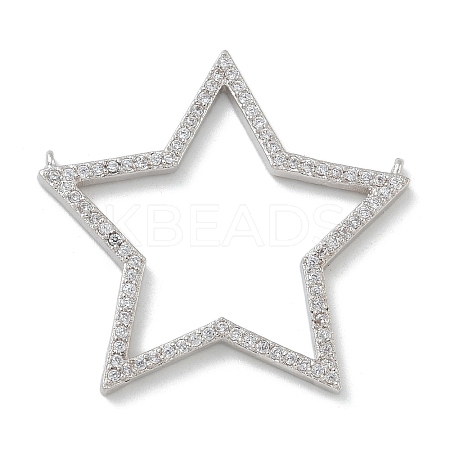 Rack Plating Brass Micro Pave Cubic Zirconia Connector Charms KK-G515-42P-01-1