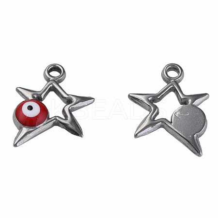 304 Stainless Steel Enamel Pendants STAS-N087-51-01P-1