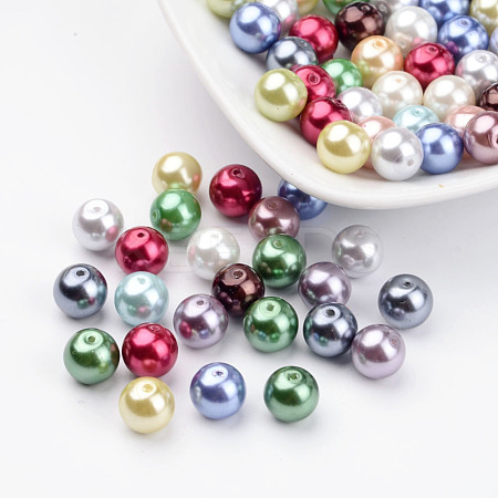 Eco-Friendly Dyed Glass Pearl Round Beads X-HY-A002-8mm-M-1