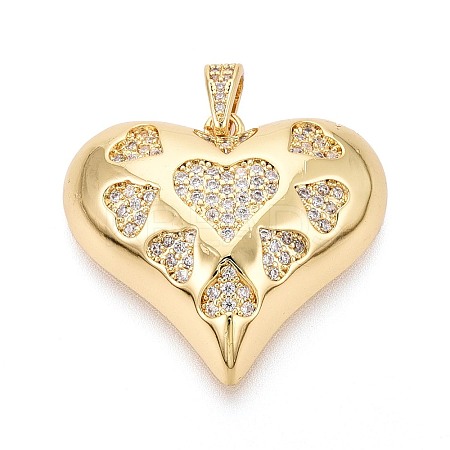 Brass Micro Pave Clear Cubic Zirconia Pendants KK-N268-97B-G-1