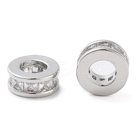 Brass Micro Pave Clear Cubic Zirconia Beads KK-U028-24P-1