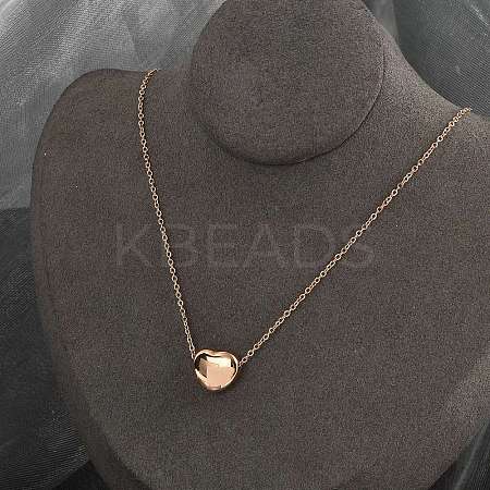 304 Stainless Steel Heart Pendant Cable Chain Necklaces for Women NJEW-Z055-03RG-1