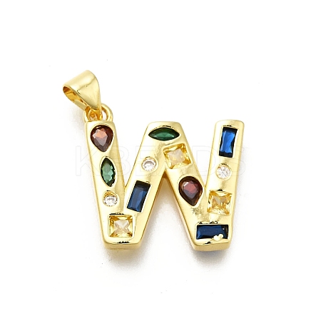Brass Micro Pave Clear Cubic Zirconia Pendants KK-G521-01G-W-01-1