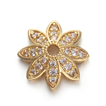 Brass Micro Pave Cubic Zirconia Bead Caps LS-ZIRC-E158-12G-1