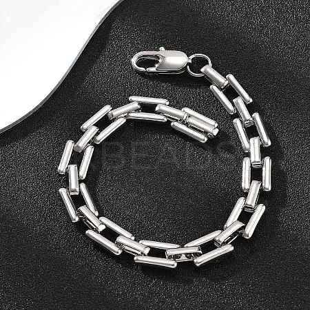 304 Stainless Steel Rectangle Link Chain Bracelets for Women Men BJEW-F488-30P-01-1