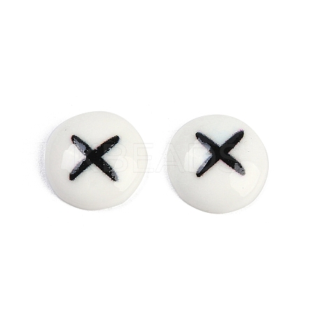 White and Black Flat Round Cartoon Resin Cabochons LS-CRES-Q009-01I-1