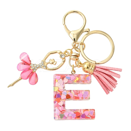Letter A~Z Transparent Glitter Resin Pendant Keychains KEYC-FZ00024-05-1