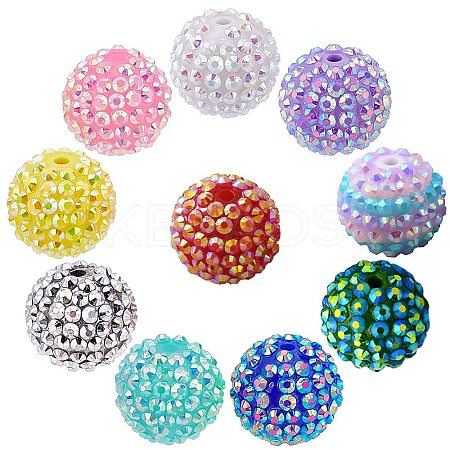 40Pcs 10 Style Resin Rhinestone Beads RESI-SC0002-31-1