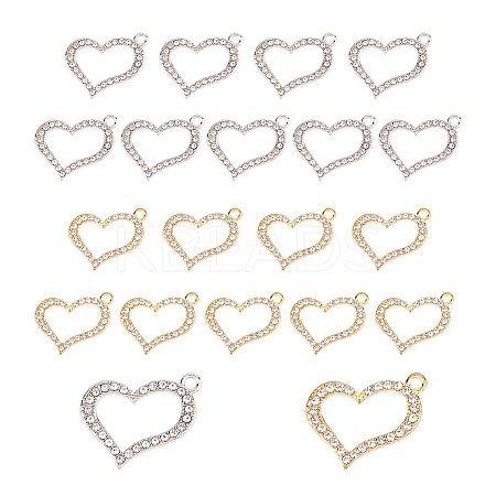40Pcs 2 Colors Alloy Rhinestone Pendant FIND-FH0010-63-1