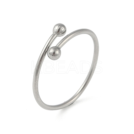 Non-Tarnish 304 Stainless Steel Round Ball Open Cuff Finger Rings for Women RJEW-C105-01P-1