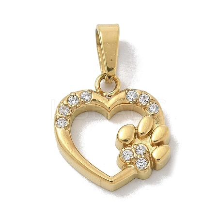 Ion Plating(IP) 304 Stainless Steel Micro Pave Cubic Zirconia Pendants STAS-Z107-04G-09-1
