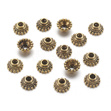 Apetalous Tibetan Style Alloy Flower Bead Caps TIBE-S223-AG-RS-1