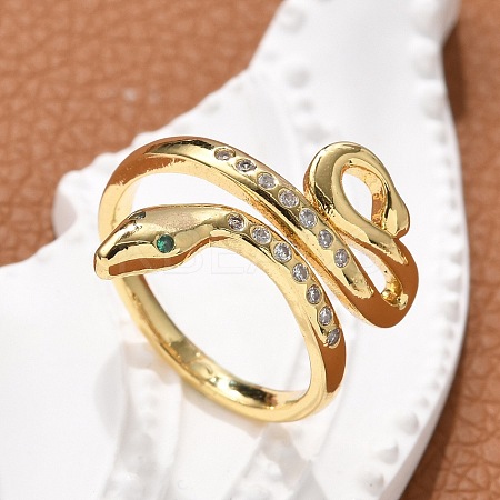 Brass Micro Pave Cubic Zirconia Finger Rings RJEW-C120-30C-G-1