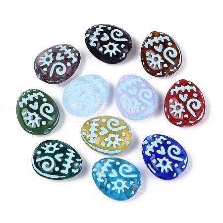 Painted Glass Beads GLAA-T025-53M-02-1