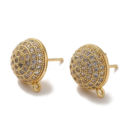 Rack Plating Brass Micro Pave Cubic Zirconia Studs Earrings Findings KK-A231-01G-1