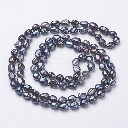 Natural Pearl Beaded Necklaces NJEW-P149-01B-01-1