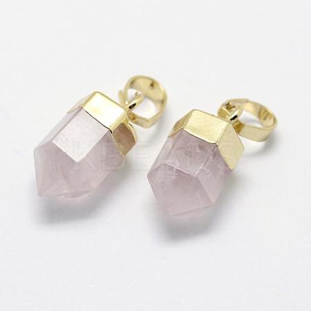 Natural Rose Quartz Pointed Charms G-G720-12-G07-1