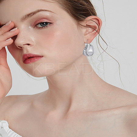 1 Pair Carved Pattern Alloy Hoop Earrings for Women EJEW-LP0003-55-1