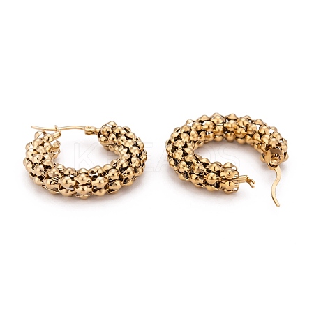 304 Stainless Steel Mesh Hoop Earrings EJEW-O096-05A-G-1