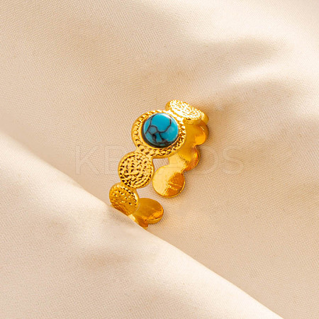 Round Synthetic Turquoise Finger Rings SA1153-6-1