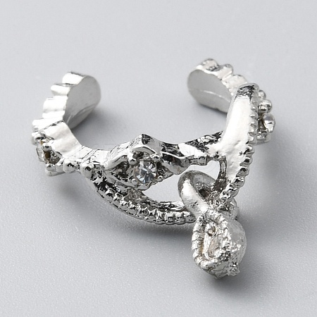 Clear Cubic Zirconia Teardrop Charms Cuff Earrings EJEW-WH0047-10P-1