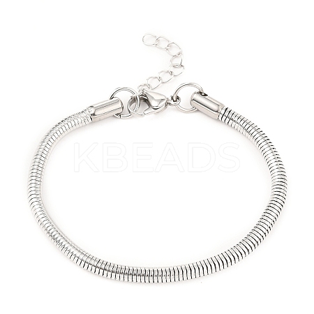 Tarnish Resistant Unisex 304 Stainless Steel Round Snake Chain Bracelets LS-BJEW-H541-02A-P-1