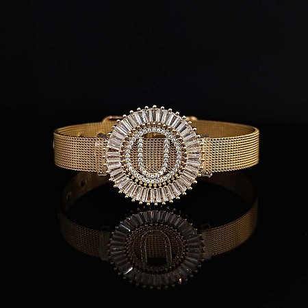 Brass Micro Pave Clear Cubic Zirconia Bangles for Women FS-WGA7409-42-1